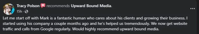 Client testimonial message